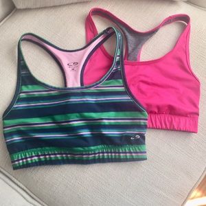 C9 Sports Bra Bundle Size Medium Pink Green Stripe